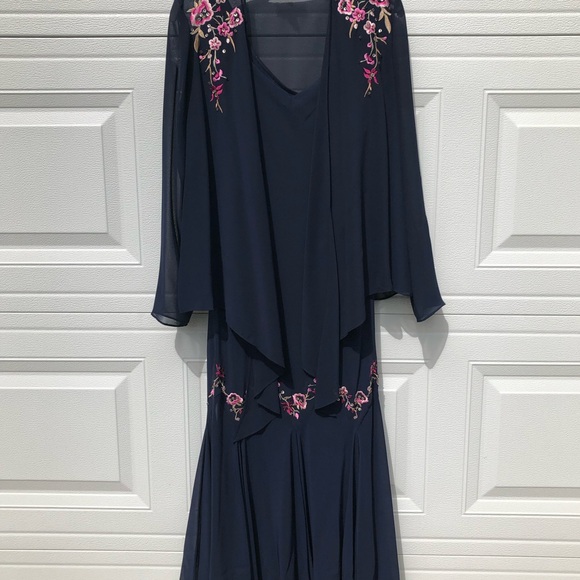 Spectacular Outrageous S L Fashions Long Gown With Shear Jacket Black Size 10 - Picture 1 of 12